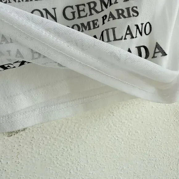 Y2K Tank Top Graphic City Print White Black Sleeveless Shirt Vtg Cotton Womens M - Picture 3 of 8